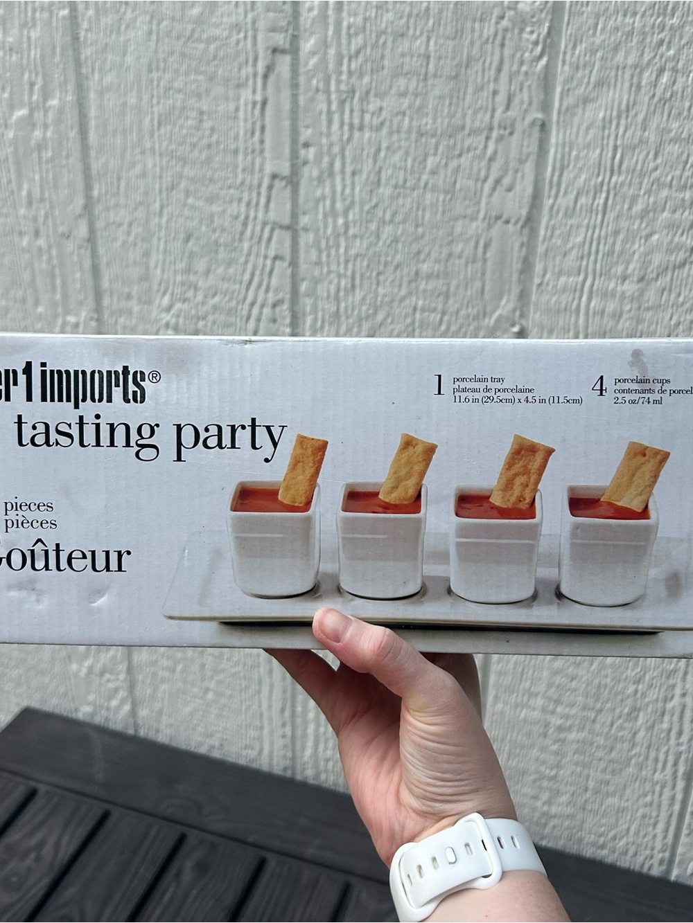NEW Pier 1 White Tasting Party Set 5 Piece Tray White Stoneware